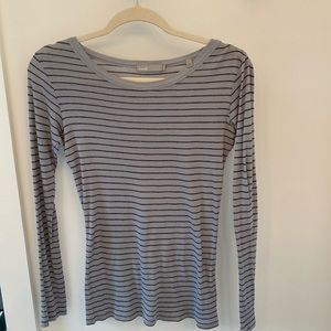 Vince women’s XS long sleeve T, grey with dark grey horizontal stripes